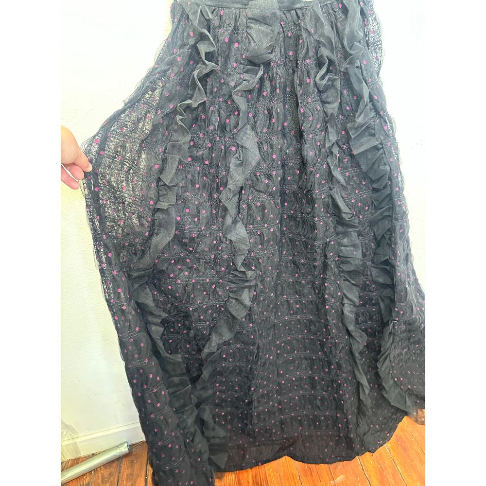 FOR LOVE AND LEMONS Black Mesh Polka Dot Janelle Ruffled Dress size Small nwt - Picture 14 of 16